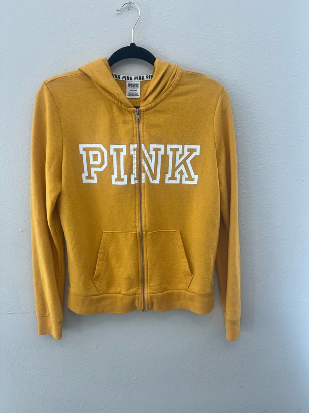Victoria’s Secret PINK Yellow Zip Hoodie Small Casual Athleisure Y2K - Picture 5 of 8